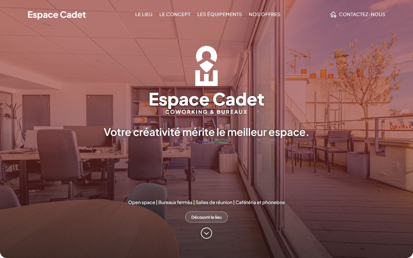 Page d'accueil du site Espace Cadet