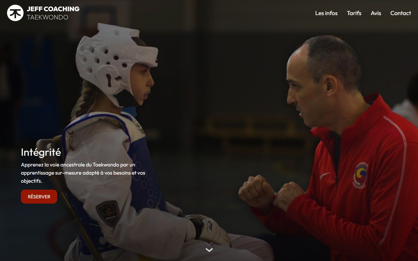 Page d'accueil du site Jeff Coaching Taekwondo