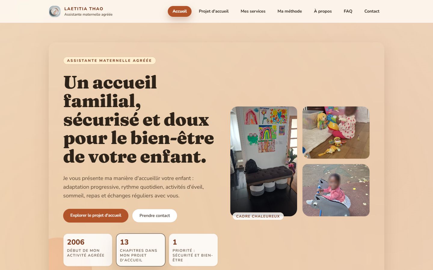 Page d'accueil du site Laetitia Thao